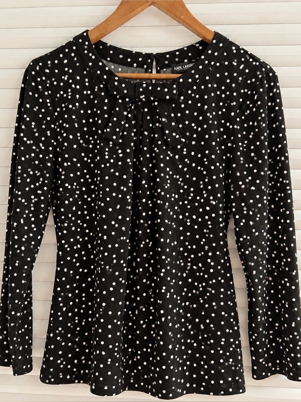 Karl Lagerfeld Black Polka Dot Long-Sleeve Top